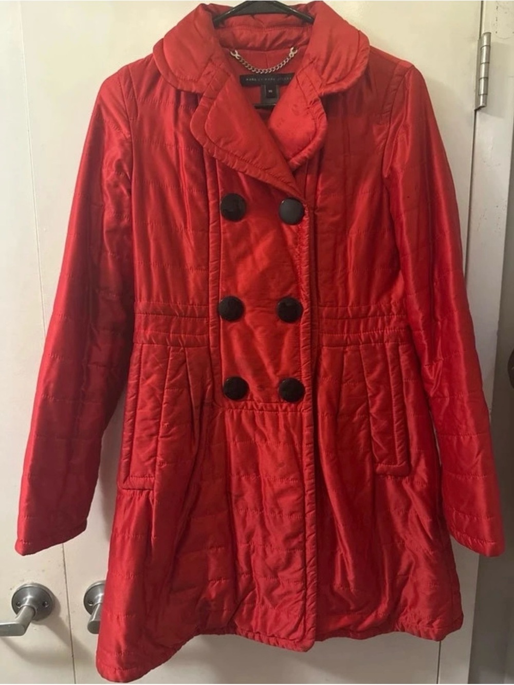 Marc By Marc Jacobs Red Double-Breasted Pea Coat